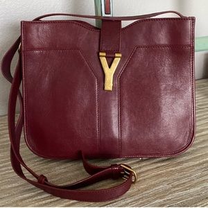 YSL - Leather Crossbody Bag in Deep Berry/Wine Red